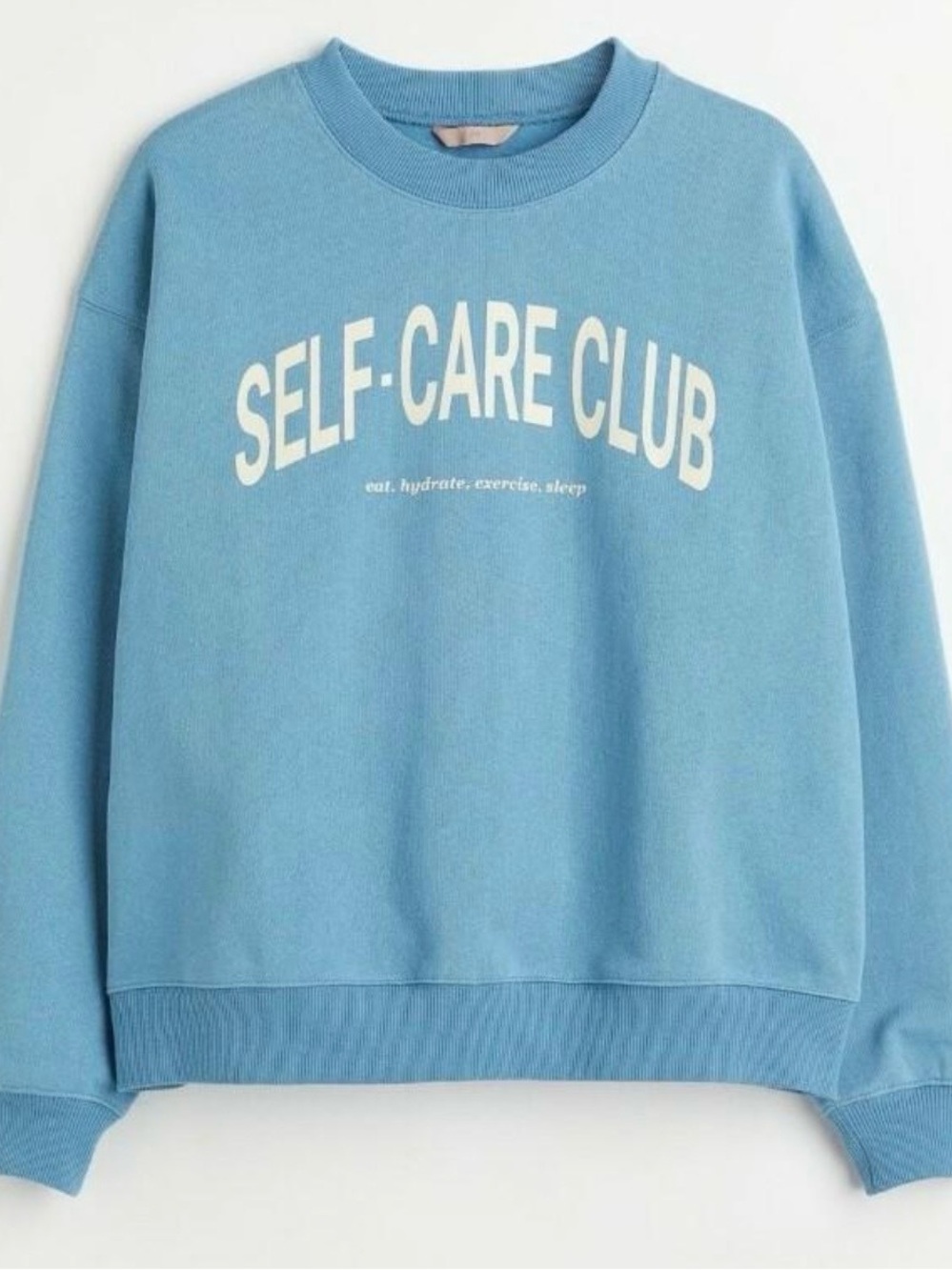 H&M Light Blue "SELF-CARE CLUB" Crewneck Sweatshirt
